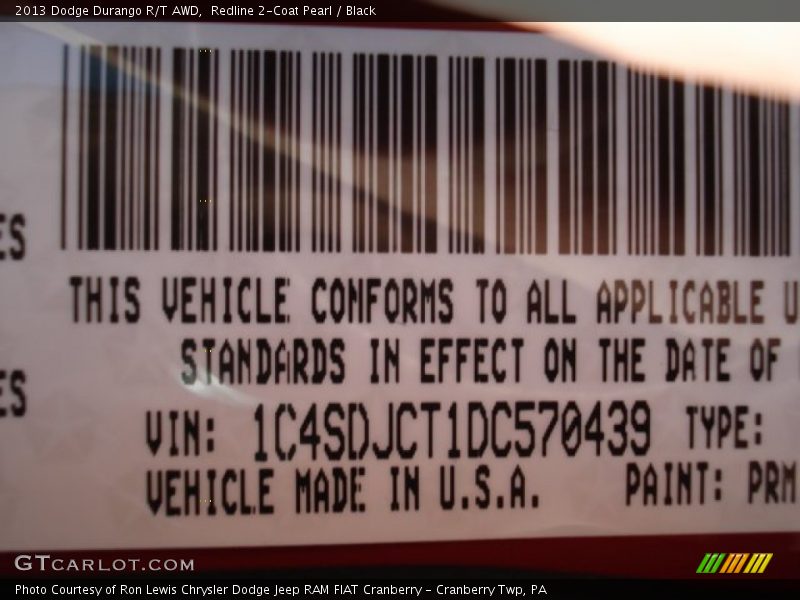 2013 Durango R/T AWD Redline 2-Coat Pearl Color Code PRM