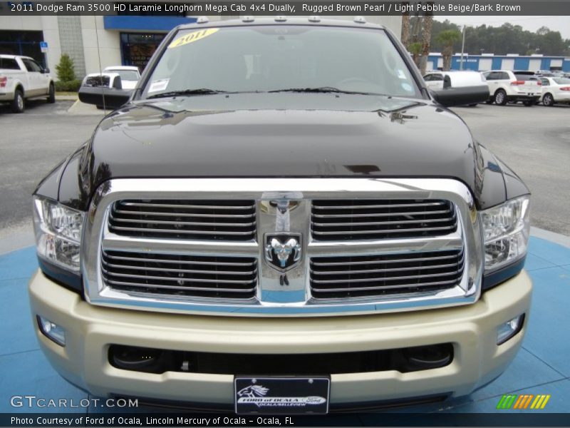 Rugged Brown Pearl / Light Pebble Beige/Bark Brown 2011 Dodge Ram 3500 HD Laramie Longhorn Mega Cab 4x4 Dually