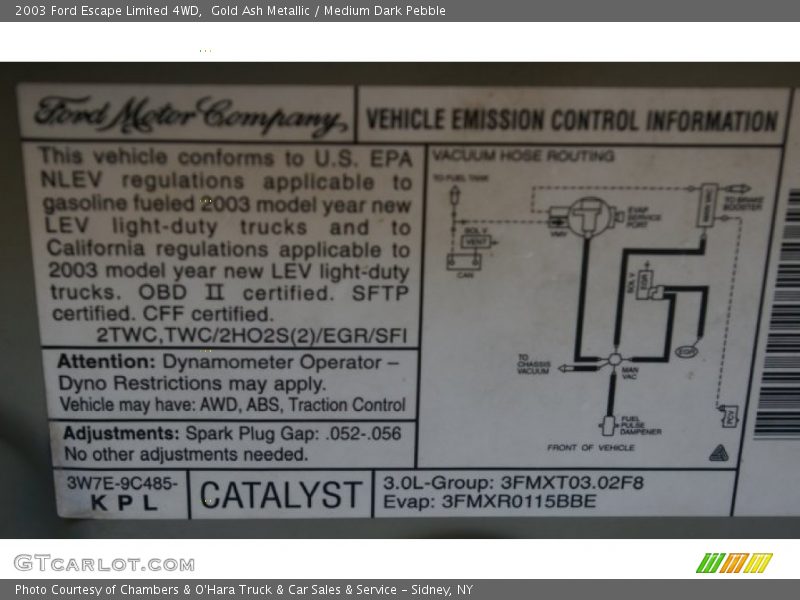 Gold Ash Metallic / Medium Dark Pebble 2003 Ford Escape Limited 4WD