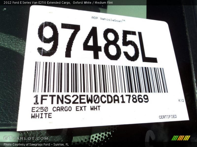 Oxford White / Medium Flint 2012 Ford E Series Van E250 Extended Cargo
