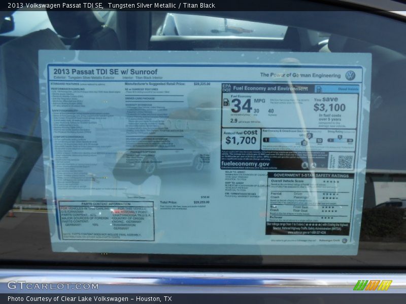Tungsten Silver Metallic / Titan Black 2013 Volkswagen Passat TDI SE