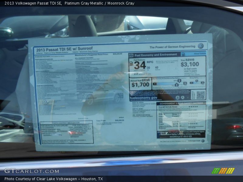 Platinum Gray Metallic / Moonrock Gray 2013 Volkswagen Passat TDI SE