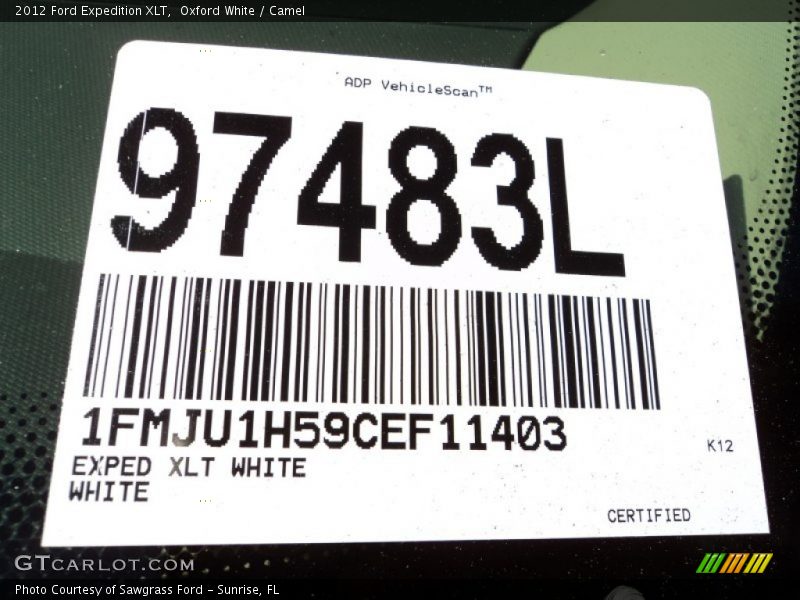 Oxford White / Camel 2012 Ford Expedition XLT
