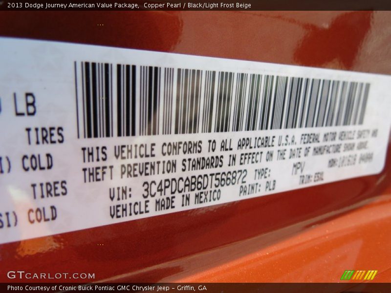 Copper Pearl / Black/Light Frost Beige 2013 Dodge Journey American Value Package