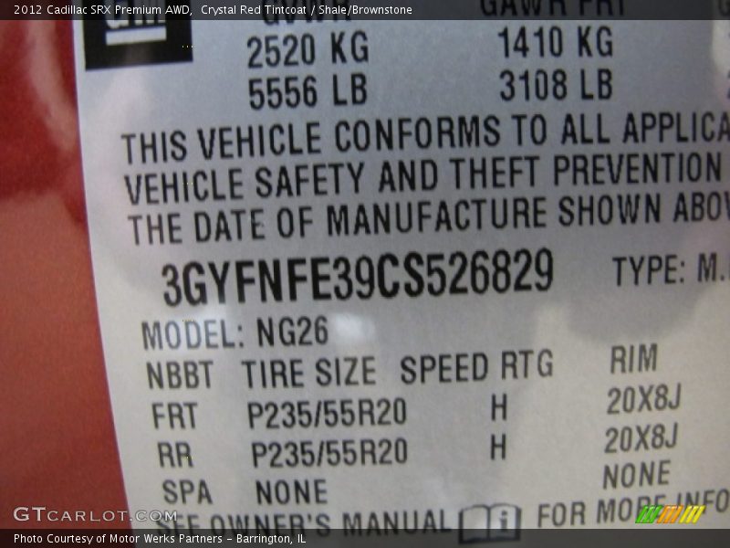Crystal Red Tintcoat / Shale/Brownstone 2012 Cadillac SRX Premium AWD