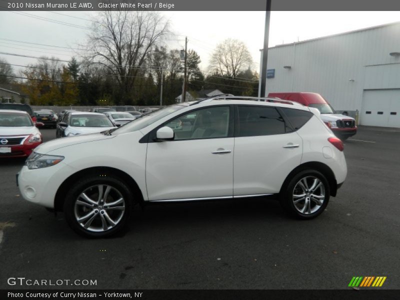 Glacier White Pearl / Beige 2010 Nissan Murano LE AWD