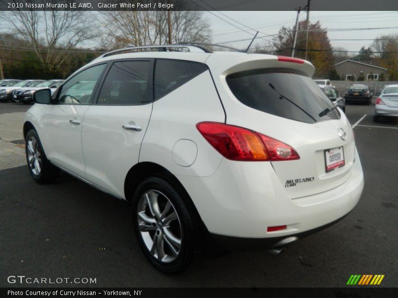 Glacier White Pearl / Beige 2010 Nissan Murano LE AWD