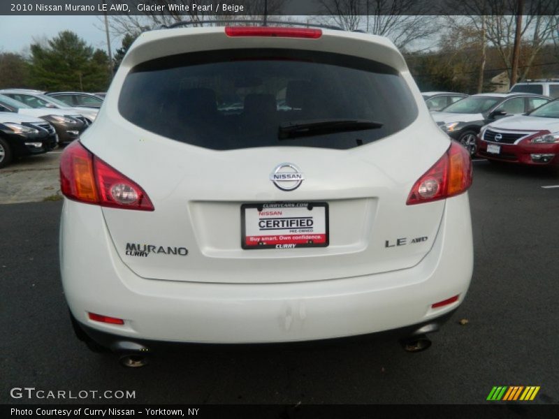 Glacier White Pearl / Beige 2010 Nissan Murano LE AWD
