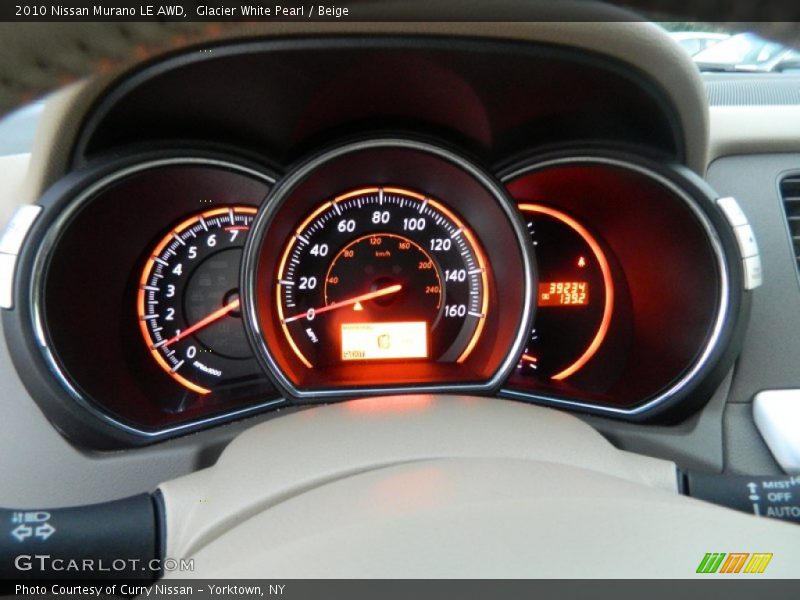 Glacier White Pearl / Beige 2010 Nissan Murano LE AWD