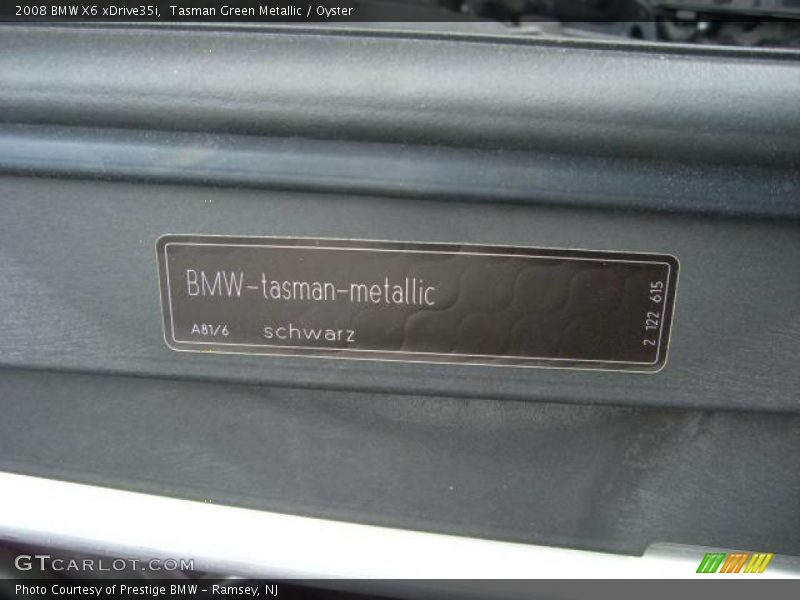Tasman Green Metallic / Oyster 2008 BMW X6 xDrive35i