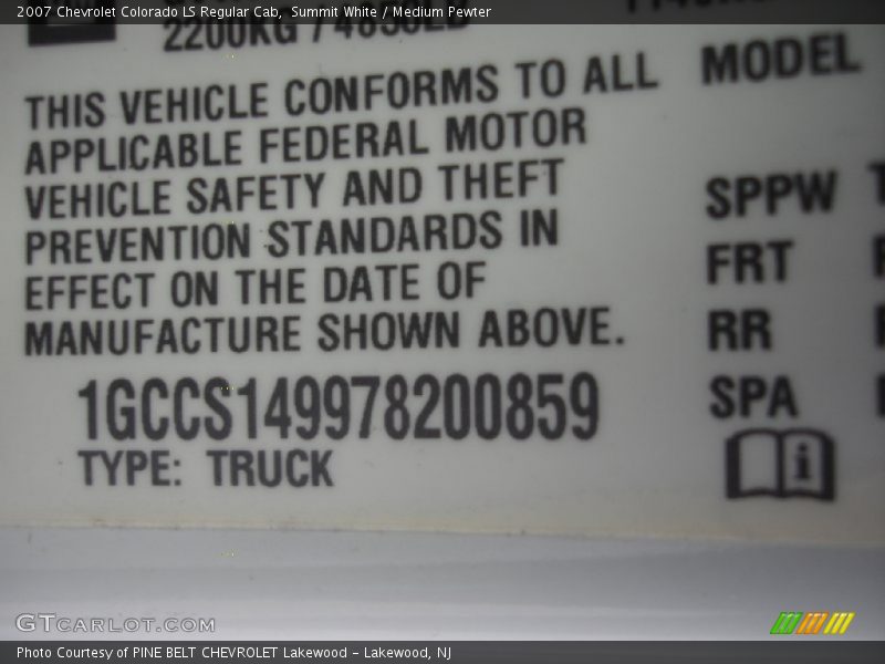 Summit White / Medium Pewter 2007 Chevrolet Colorado LS Regular Cab