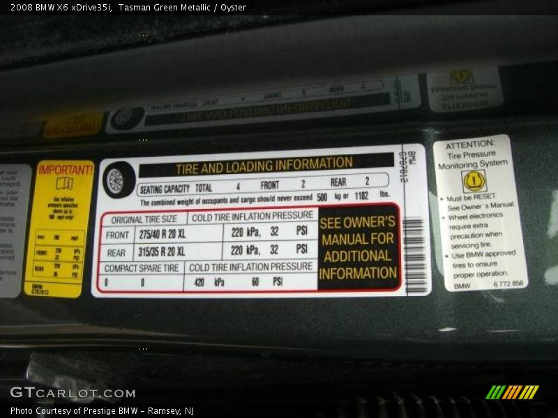 Tasman Green Metallic / Oyster 2008 BMW X6 xDrive35i