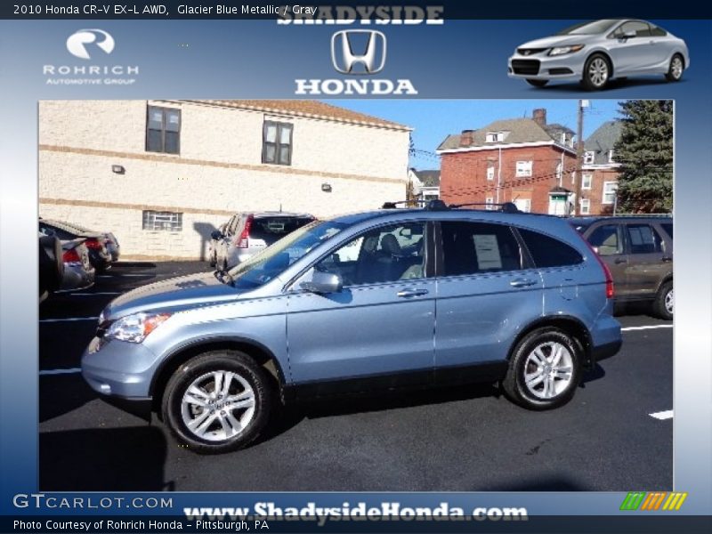 Glacier Blue Metallic / Gray 2010 Honda CR-V EX-L AWD