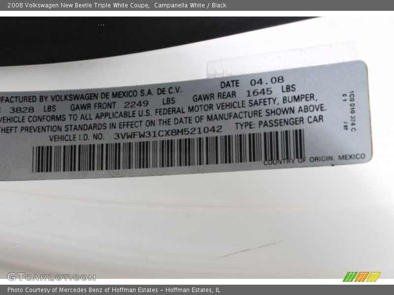 Campanella White / Black 2008 Volkswagen New Beetle Triple White Coupe