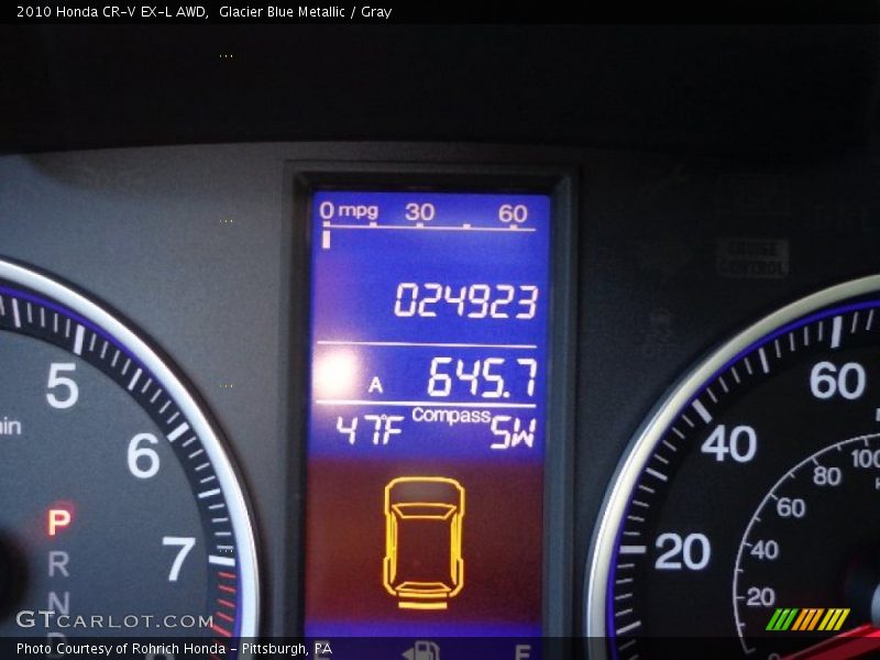 Glacier Blue Metallic / Gray 2010 Honda CR-V EX-L AWD