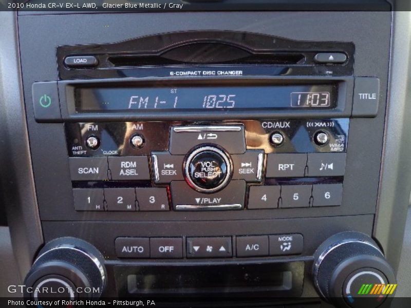 Glacier Blue Metallic / Gray 2010 Honda CR-V EX-L AWD