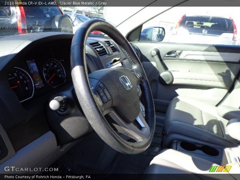 Glacier Blue Metallic / Gray 2010 Honda CR-V EX-L AWD