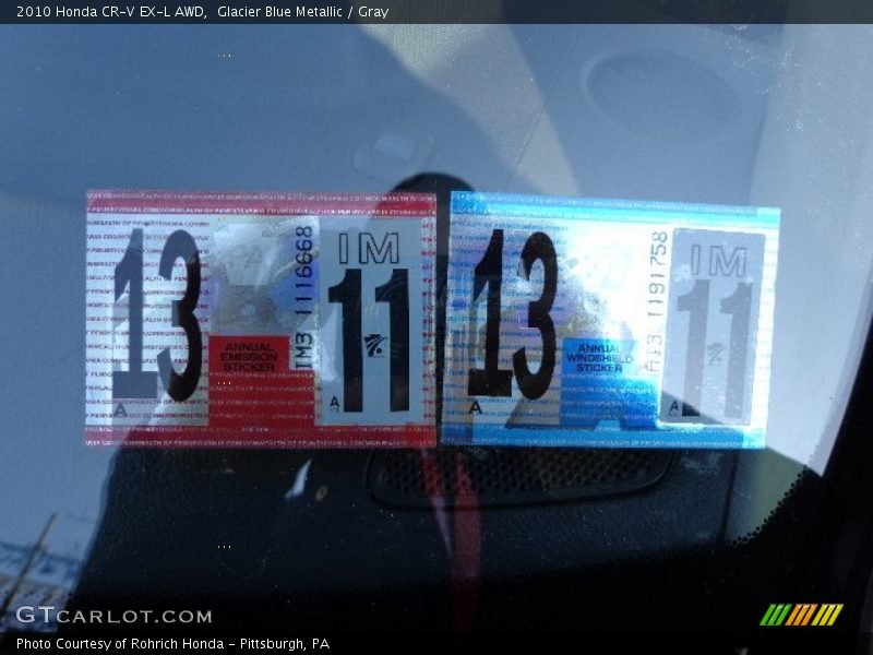 Glacier Blue Metallic / Gray 2010 Honda CR-V EX-L AWD