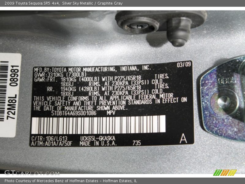 Silver Sky Metallic / Graphite Gray 2009 Toyota Sequoia SR5 4x4