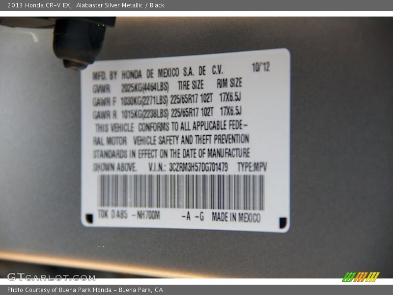 Alabaster Silver Metallic / Black 2013 Honda CR-V EX