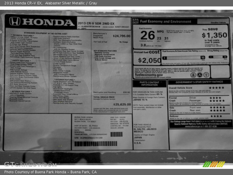 Alabaster Silver Metallic / Gray 2013 Honda CR-V EX