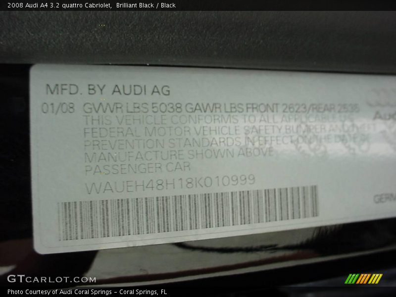 Brilliant Black / Black 2008 Audi A4 3.2 quattro Cabriolet