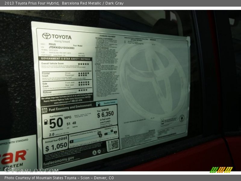  2013 Prius Four Hybrid Window Sticker