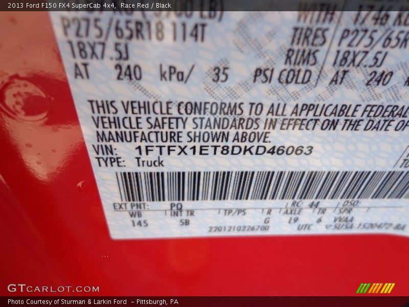 Race Red / Black 2013 Ford F150 FX4 SuperCab 4x4