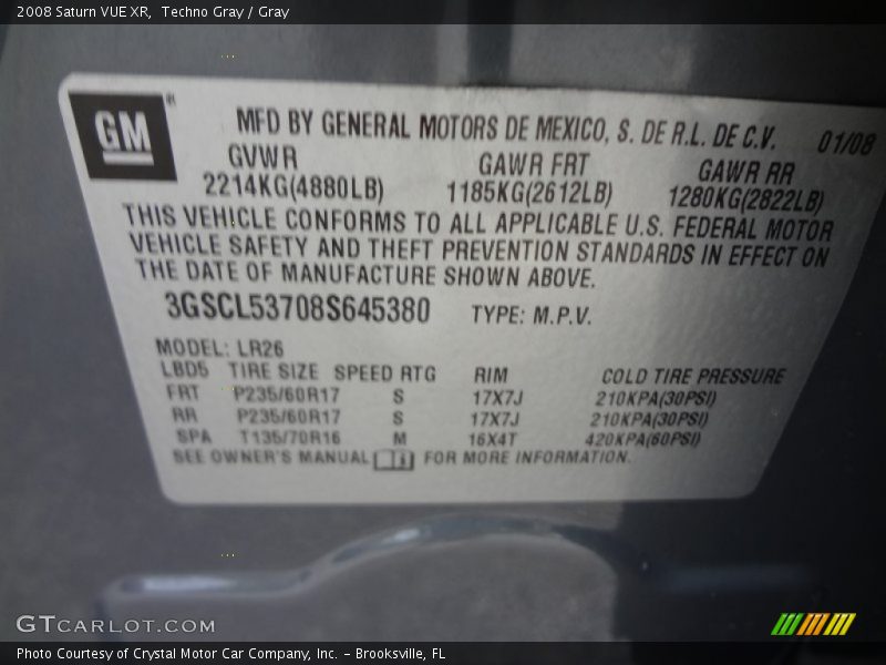 Techno Gray / Gray 2008 Saturn VUE XR