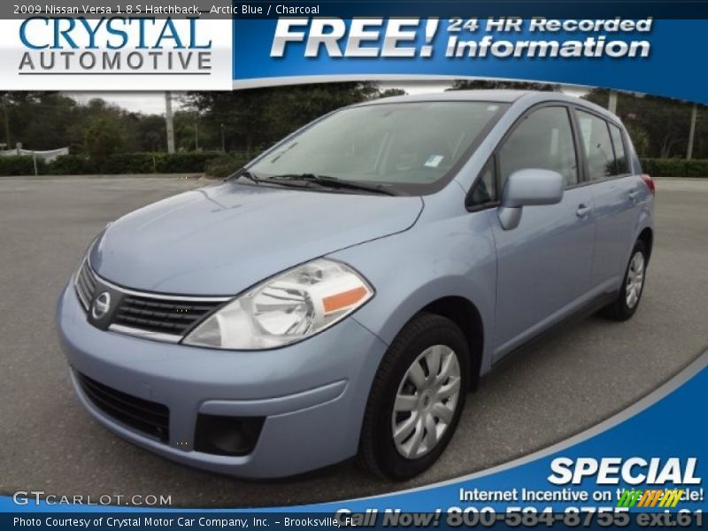 Arctic Blue / Charcoal 2009 Nissan Versa 1.8 S Hatchback
