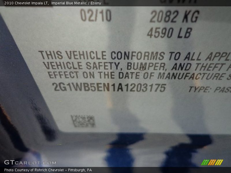 Imperial Blue Metallic / Ebony 2010 Chevrolet Impala LT