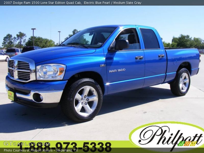 Electric Blue Pearl / Medium Slate Gray 2007 Dodge Ram 1500 Lone Star Edition Quad Cab