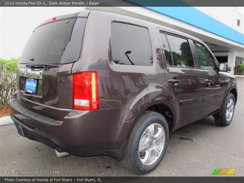 Dark Amber Metallic / Beige 2013 Honda Pilot EX-L