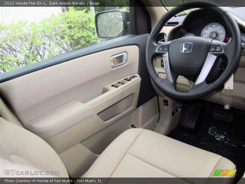 Dark Amber Metallic / Beige 2013 Honda Pilot EX-L