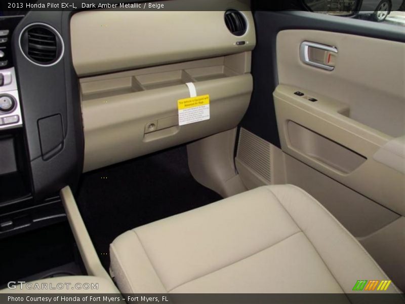 Dark Amber Metallic / Beige 2013 Honda Pilot EX-L