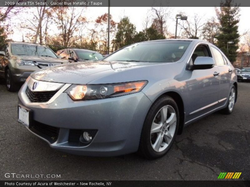 Glacier Blue Metallic / Taupe 2009 Acura TSX Sedan