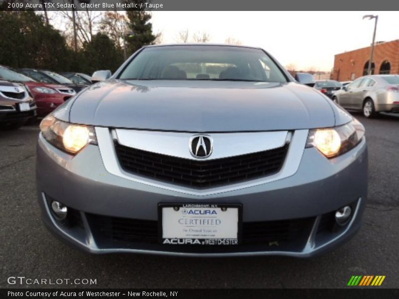 Glacier Blue Metallic / Taupe 2009 Acura TSX Sedan