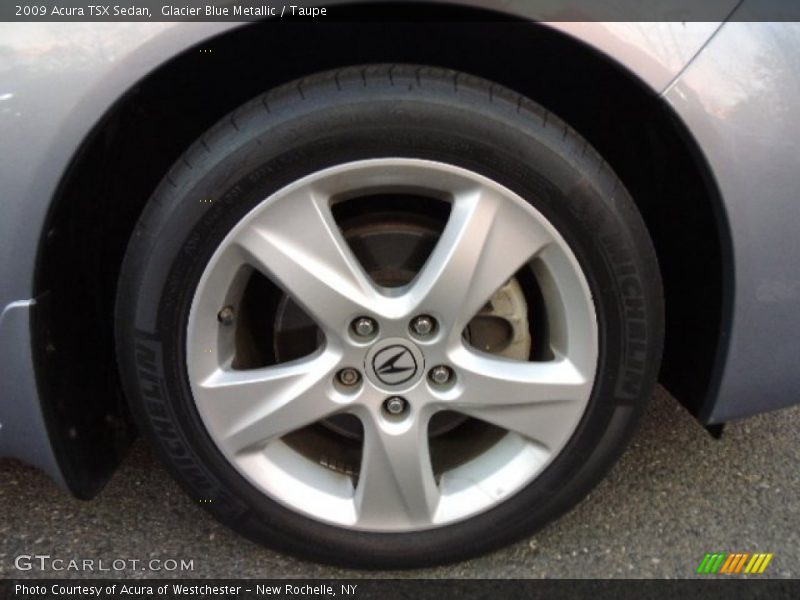 Glacier Blue Metallic / Taupe 2009 Acura TSX Sedan