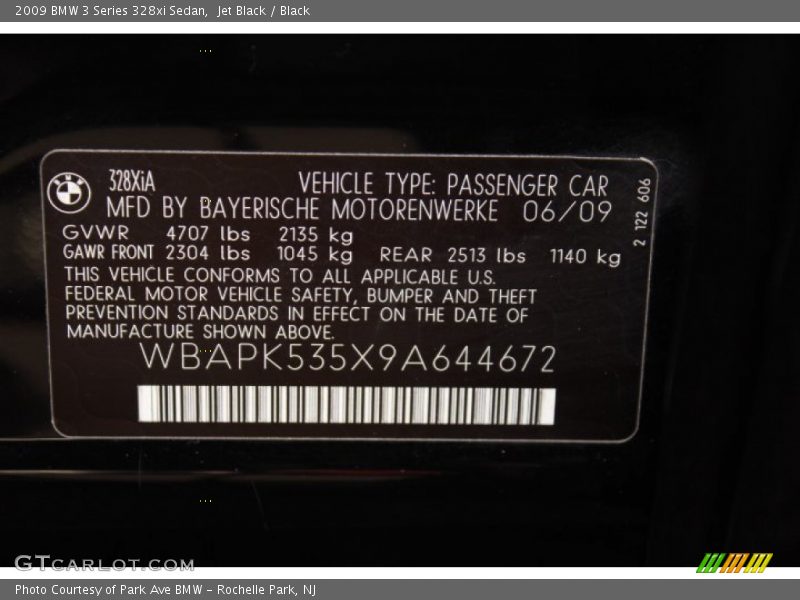 Jet Black / Black 2009 BMW 3 Series 328xi Sedan