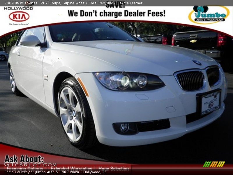 Alpine White / Coral Red/Black Dakota Leather 2009 BMW 3 Series 328xi Coupe