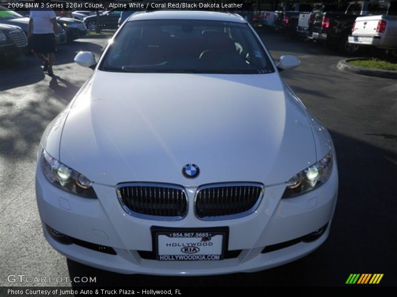 Alpine White / Coral Red/Black Dakota Leather 2009 BMW 3 Series 328xi Coupe