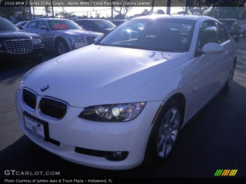 Alpine White / Coral Red/Black Dakota Leather 2009 BMW 3 Series 328xi Coupe