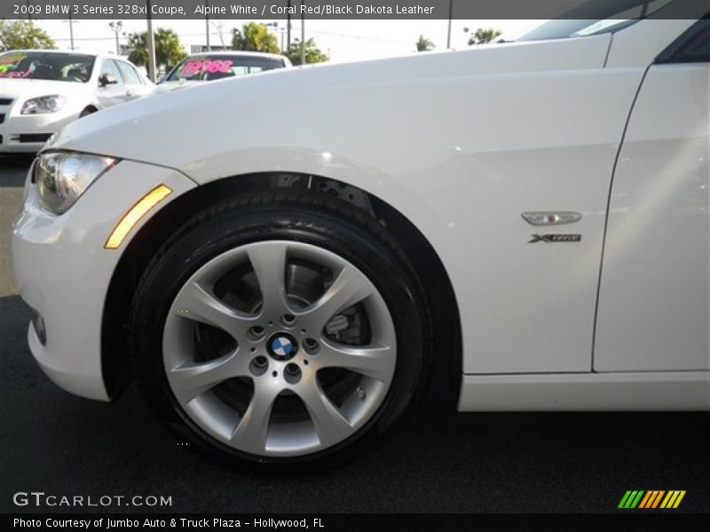 Alpine White / Coral Red/Black Dakota Leather 2009 BMW 3 Series 328xi Coupe