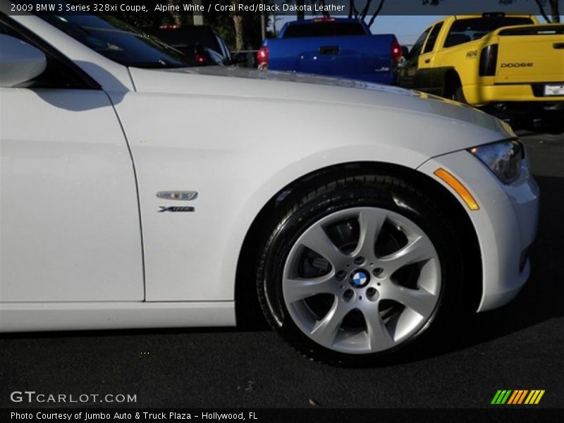 Alpine White / Coral Red/Black Dakota Leather 2009 BMW 3 Series 328xi Coupe