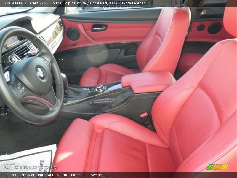 Alpine White / Coral Red/Black Dakota Leather 2009 BMW 3 Series 328xi Coupe
