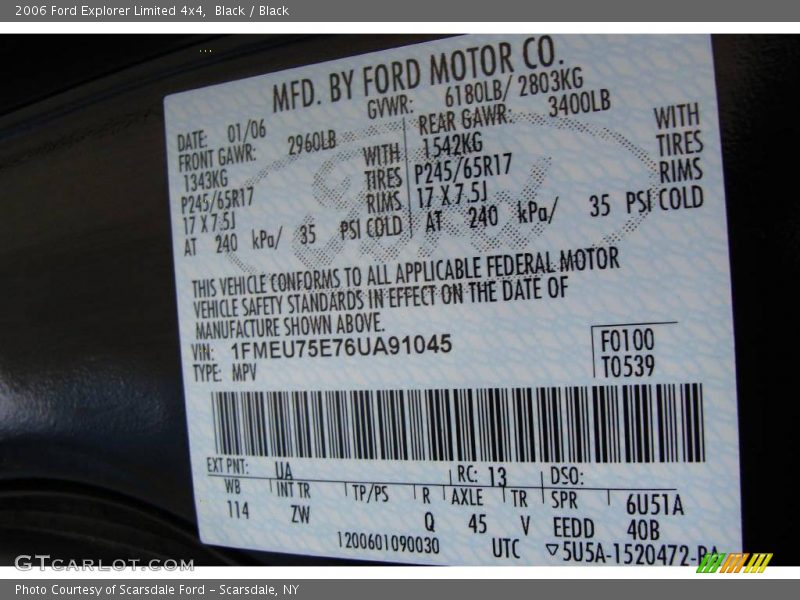 Black / Black 2006 Ford Explorer Limited 4x4