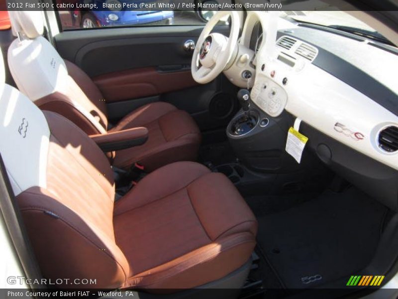 Bianco Perla (Pearl White) / Pelle Marrone/Avorio (Brown/Ivory) 2012 Fiat 500 c cabrio Lounge