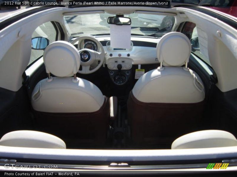Bianco Perla (Pearl White) / Pelle Marrone/Avorio (Brown/Ivory) 2012 Fiat 500 c cabrio Lounge