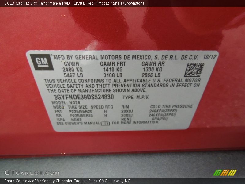 Crystal Red Tintcoat / Shale/Brownstone 2013 Cadillac SRX Performance FWD