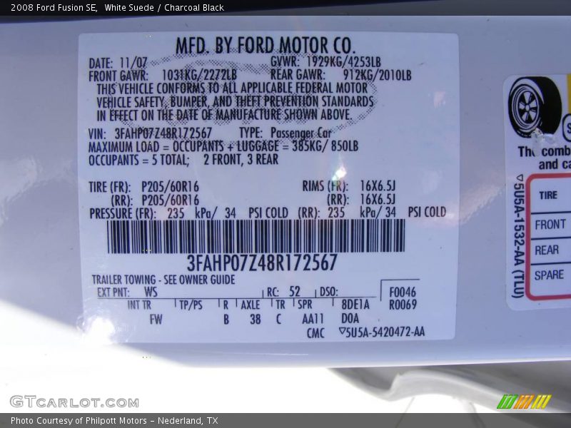 White Suede / Charcoal Black 2008 Ford Fusion SE